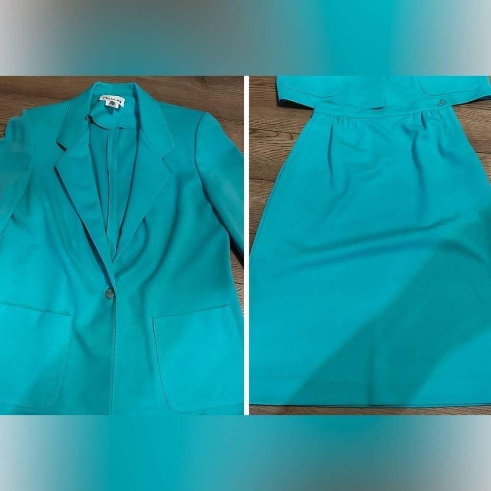 Vintage women’s size 10 petite Devon the petite concept aqua blue skirt blazer
